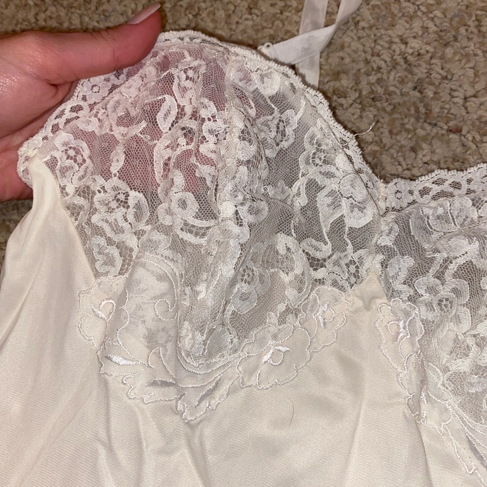 White Lace Chemise with Floral Detailing